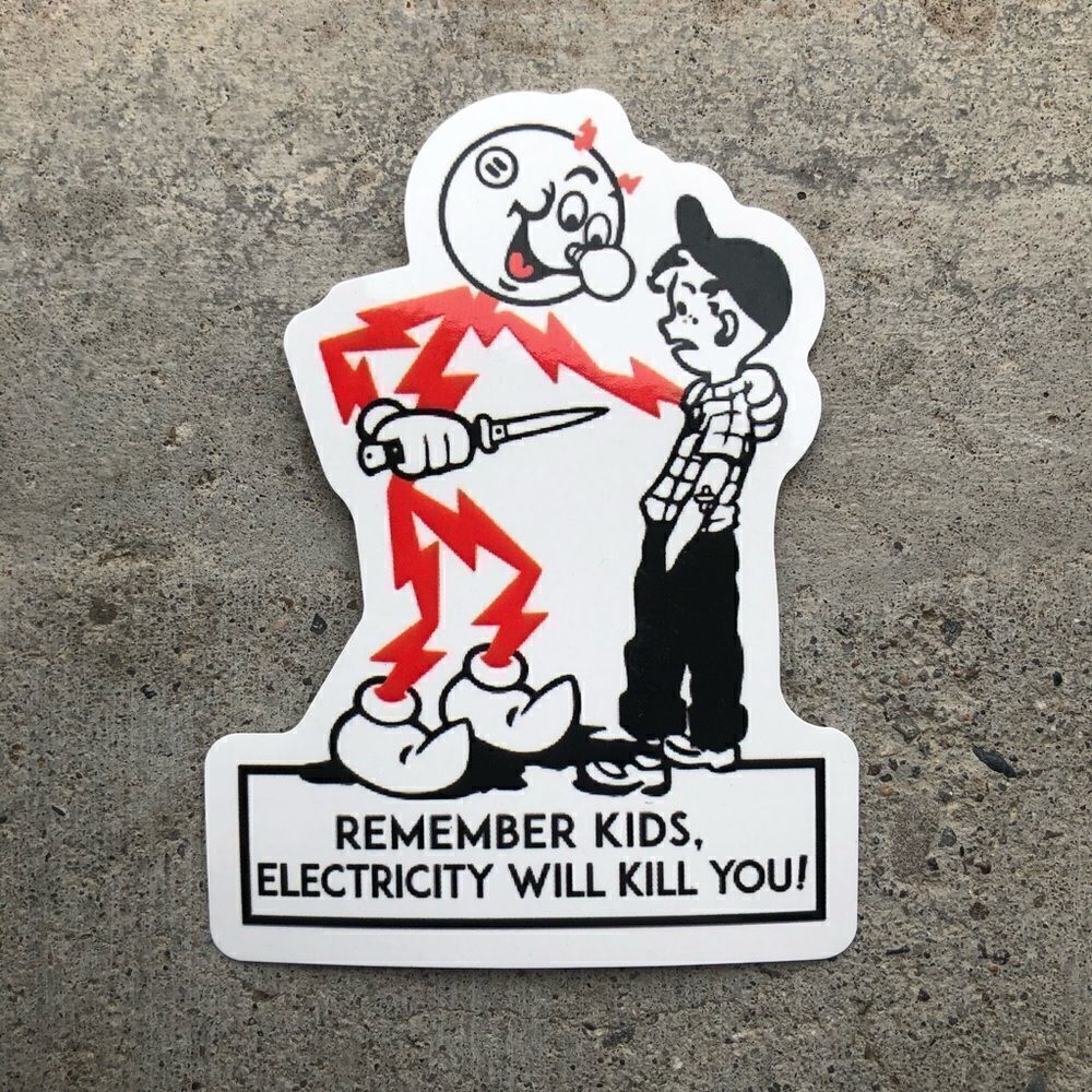 10pc Electricity Will Kill You Vinyl Stickers 3” - Vintage Die Cut Stick…